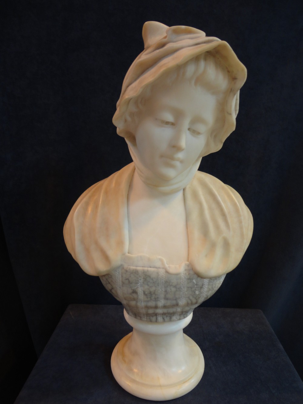 French Carved Alabaster Bust 