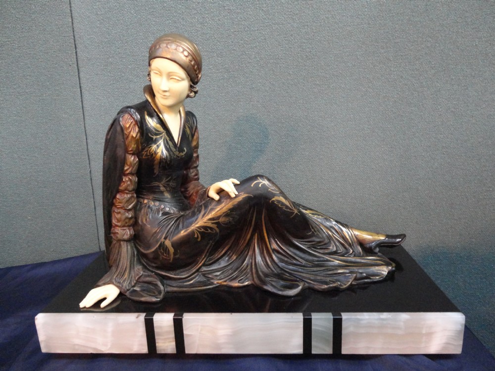 French Art Deco Spelter And Ivorine Figure