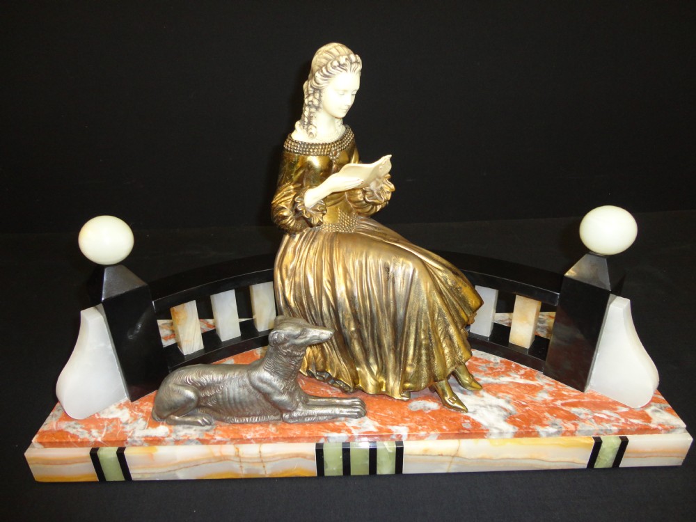 French Art Deco Spelter And Ivorine Sculpture