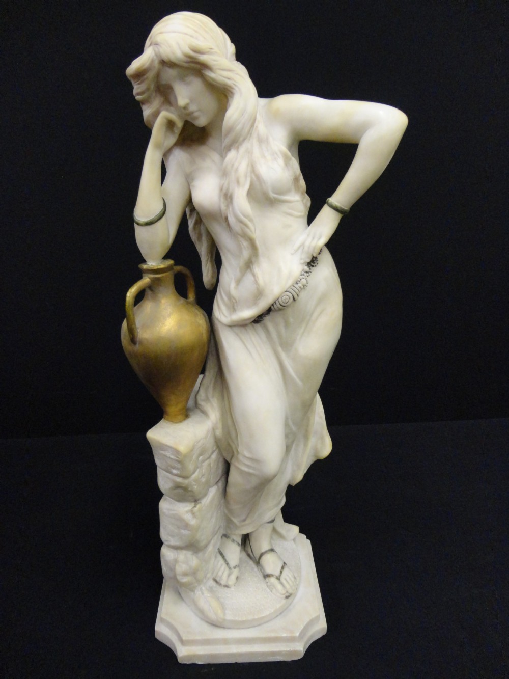 French Carved Alabaster Sculpture Of A female Figure