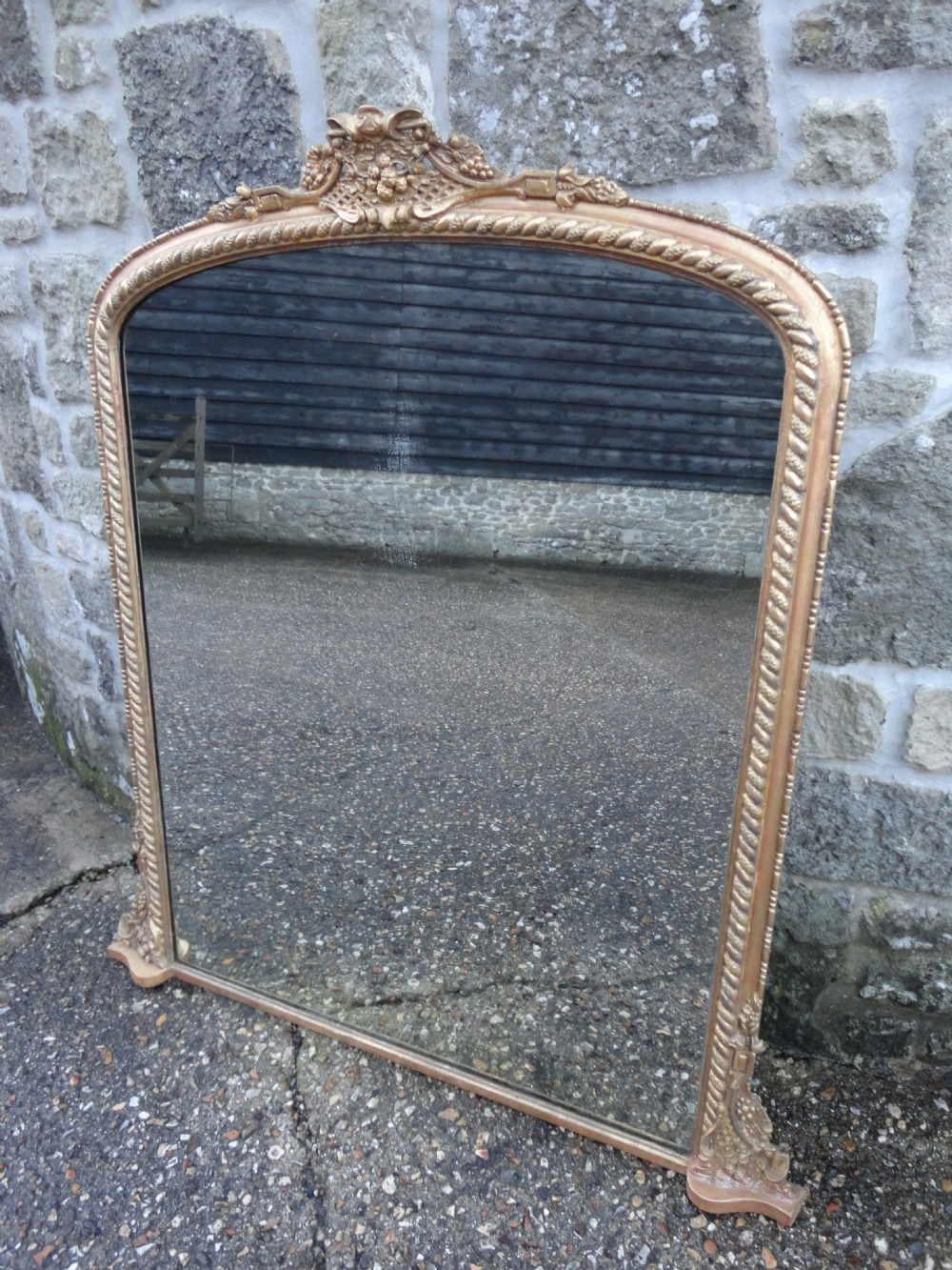 Late 19th Century English Gilt Overmantle Mirror