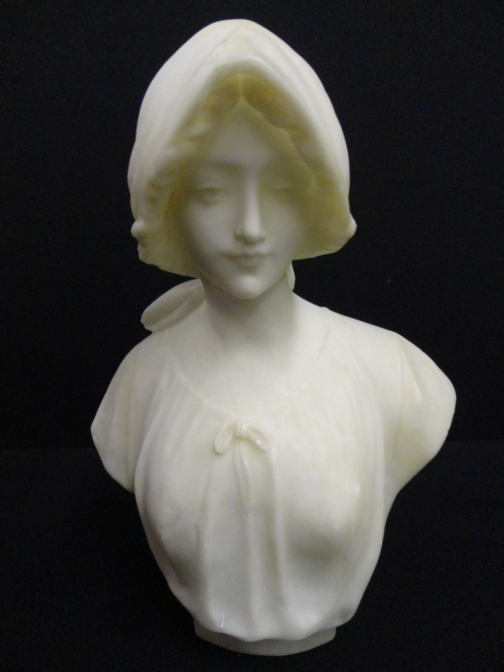 Italian Carved Alabaster Female Bust.
