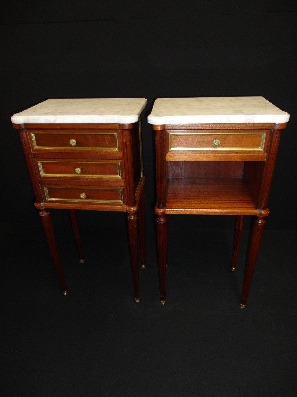 Pair Of French Mahogany Bedside cabinets.