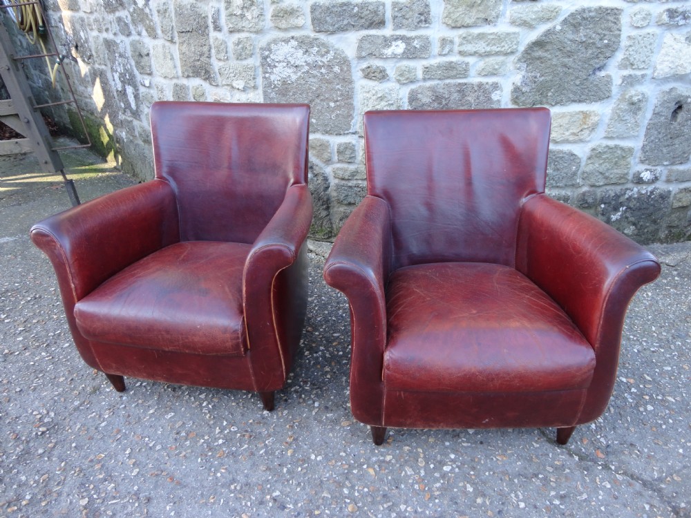 Set Of Four French Leather Armchairs
