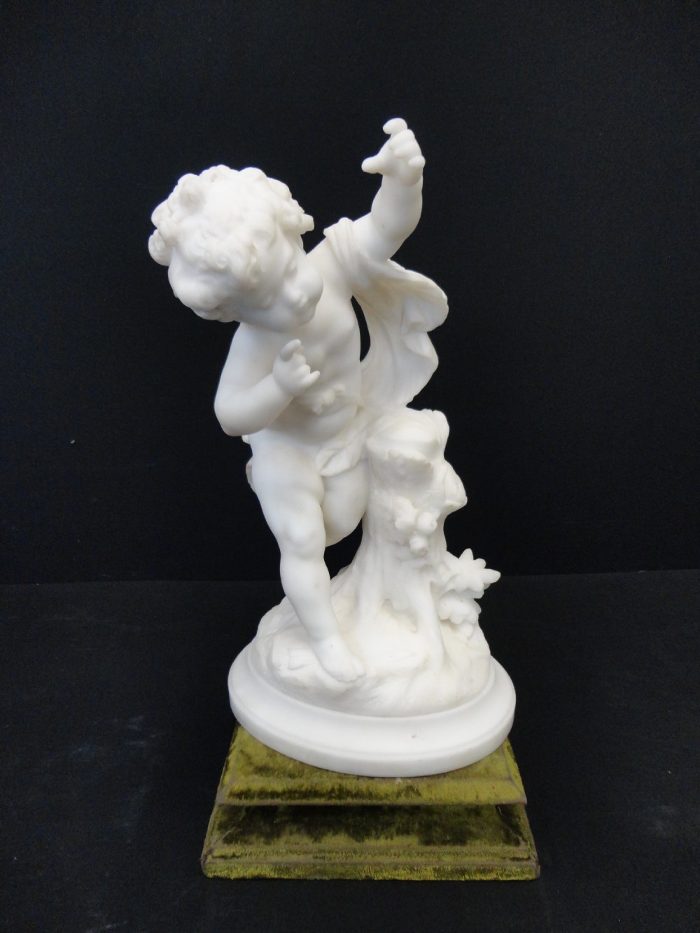 French Carved Marble Cherub Signed In The Marble A.Moreau 