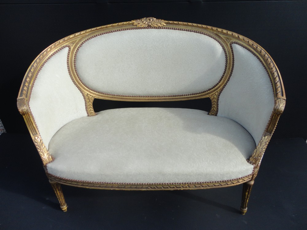 French Gilt Louis XV1 Style Salon Sofa
