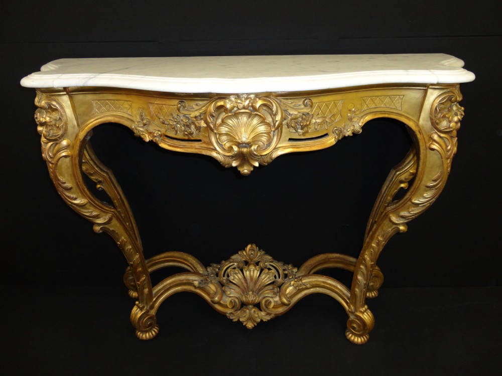 Late 19th Century French Gilt Louis XV Style Console Table. 