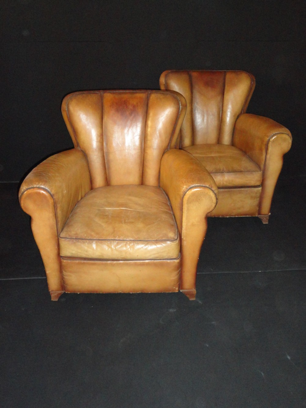 Pair Of French Art Deco Leather Armchairs