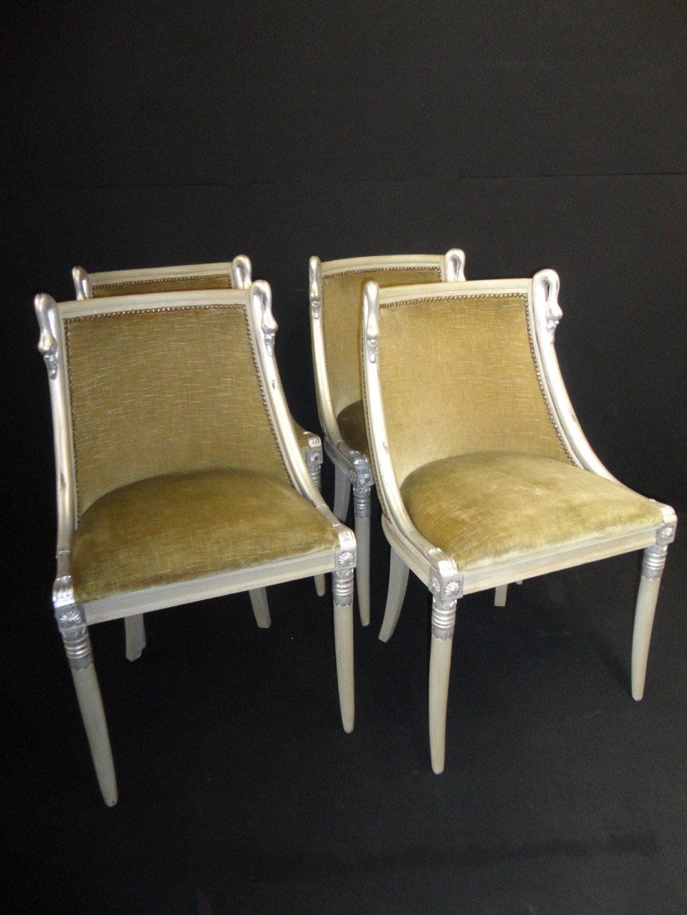 Set Of Four French Empire Style Gondola Chairs.