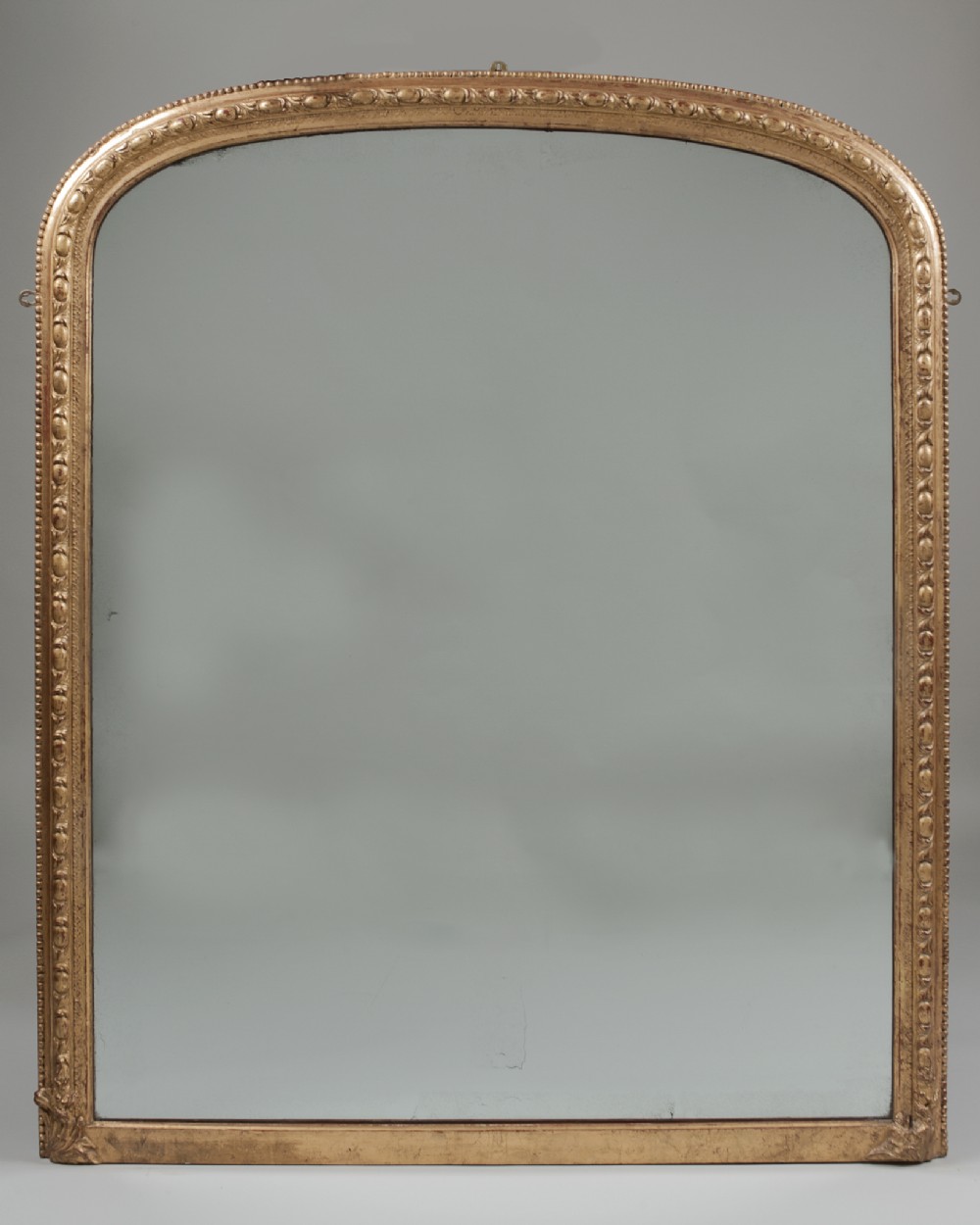 19th Century English Gilt Arch Top Overmantle Mirror