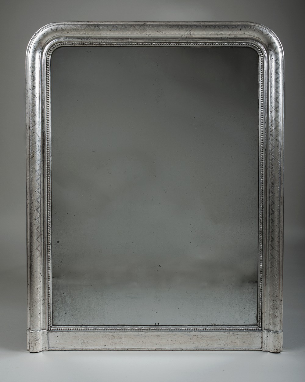 French silvered overmantle mirror