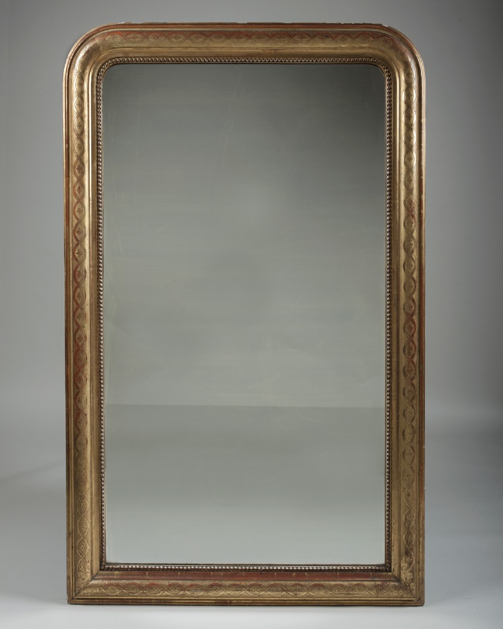 Late 19th century French etched gilt overmantle mirror