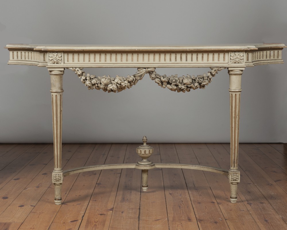 French painted and gilt Louis XV1style console table