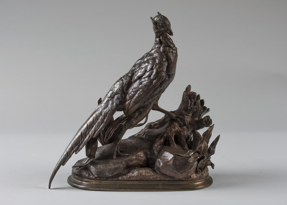Late 19th French bronze sculpture of a pheasant.