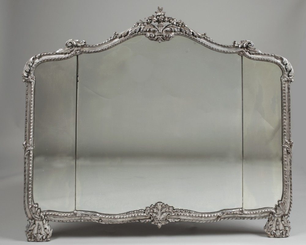 French silvered overmantle mirror