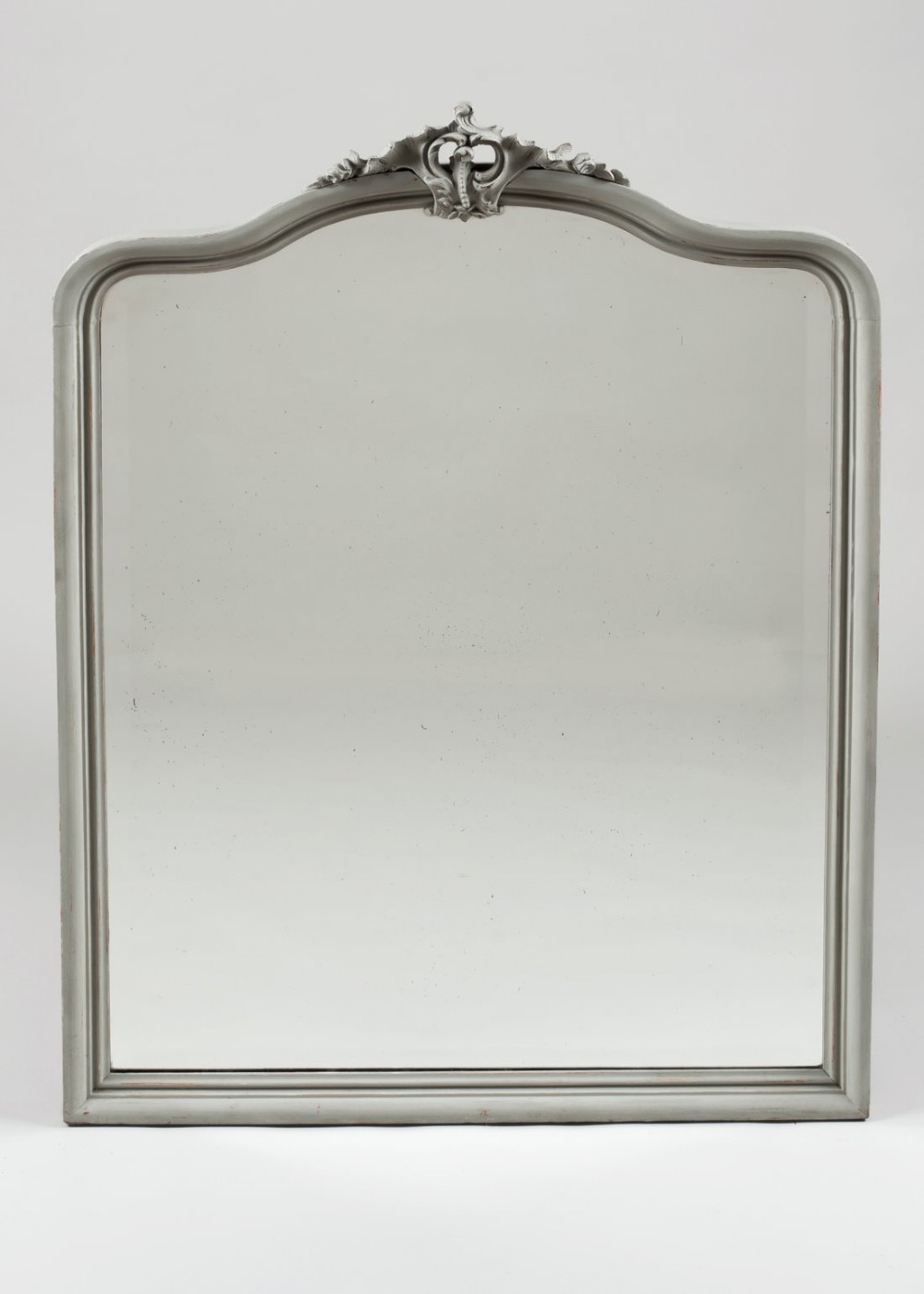 French painted overmantle mirror with bevelled glass