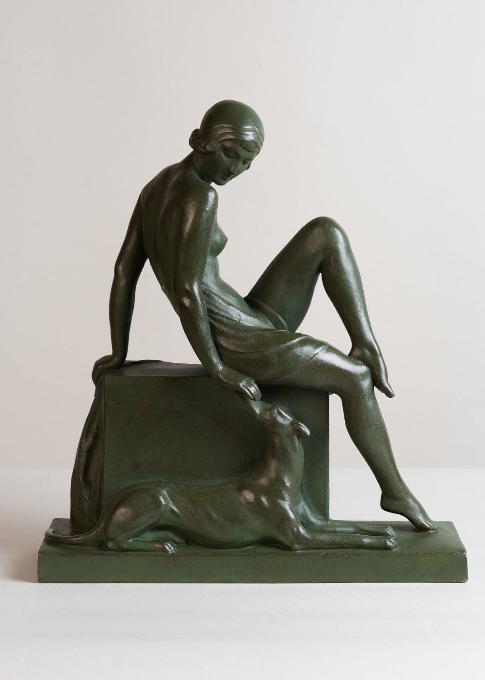 French Art Deco Terracotta sculpture by Paul Philippe,' Companionship'