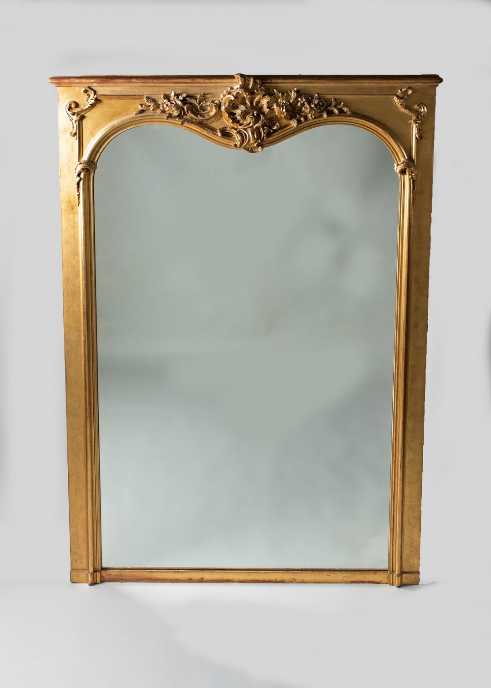 Late 19th century Large French gilt overmantle mirror