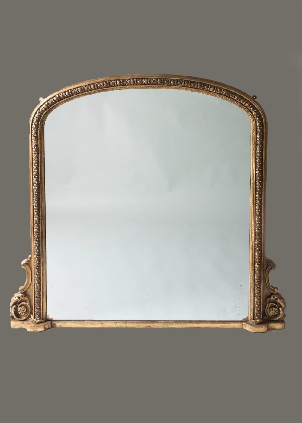 19th Century English Gilt Arch top overmantle mirror