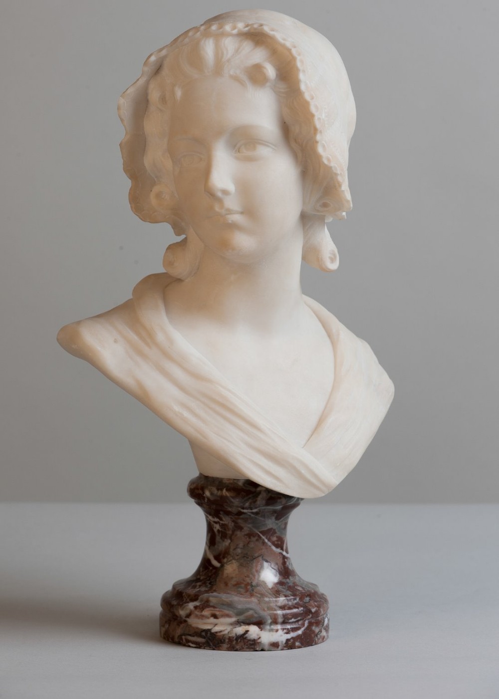 French carved alabaster sculpture of a female by G.V.Vaerenbergh