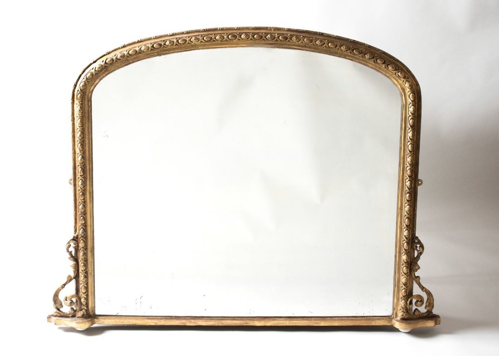 Late 19th century English gilt overmantle mirror