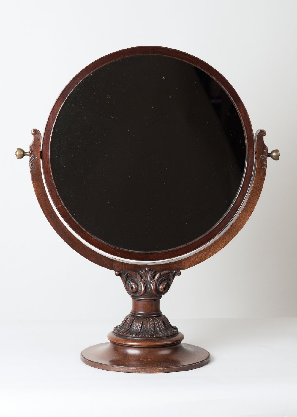 Large Victorian Mahogany carved circular dressing mirror