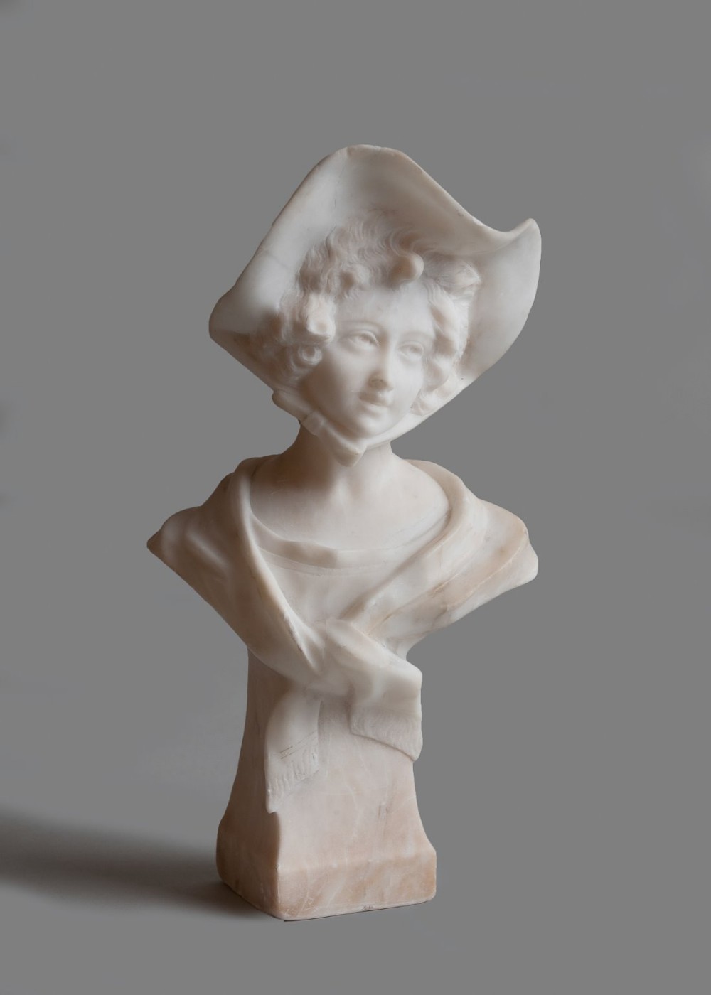 French  carved alabaster sculpture of a female