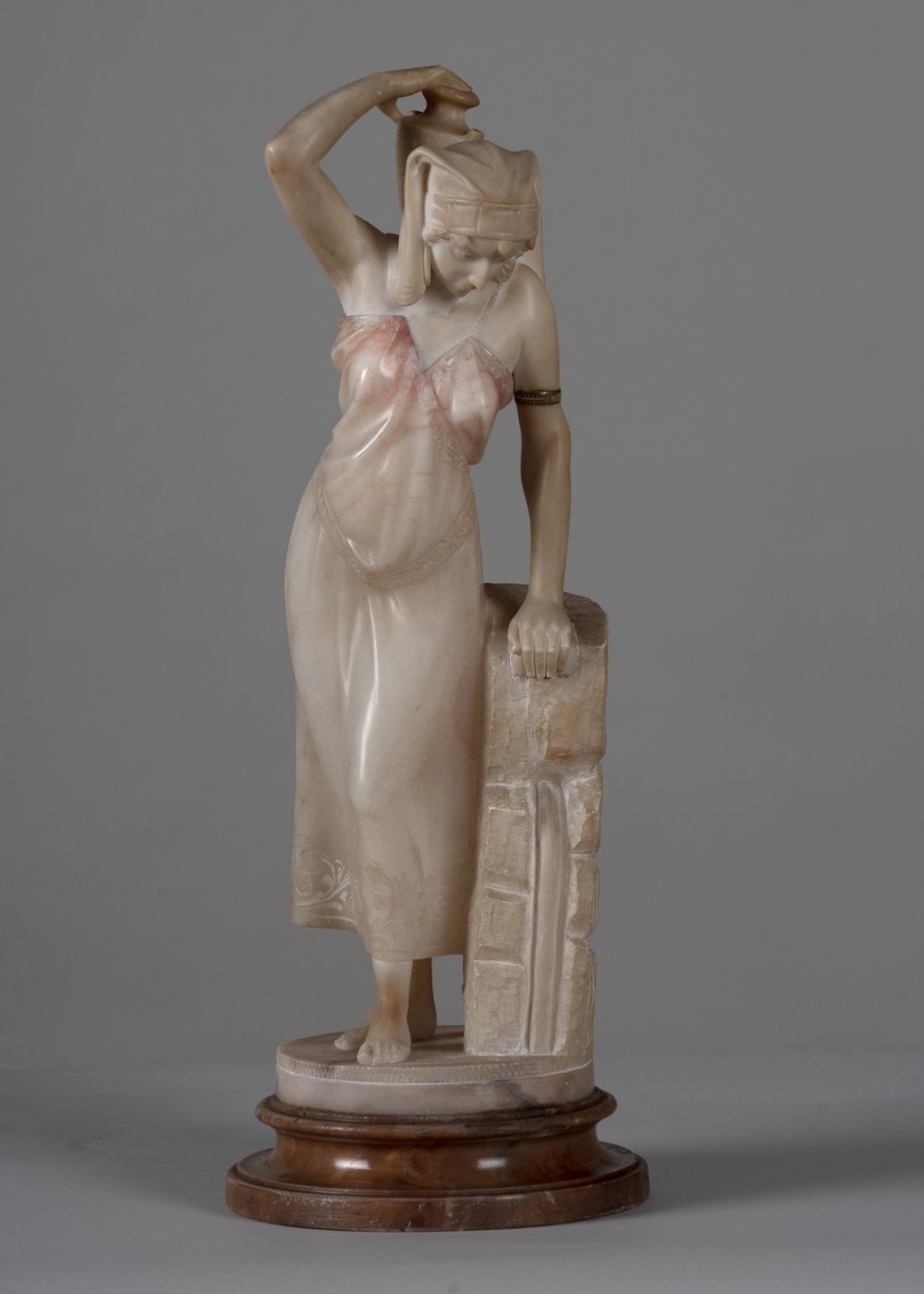 Italian carved alabaster sculpture of a female water carrier