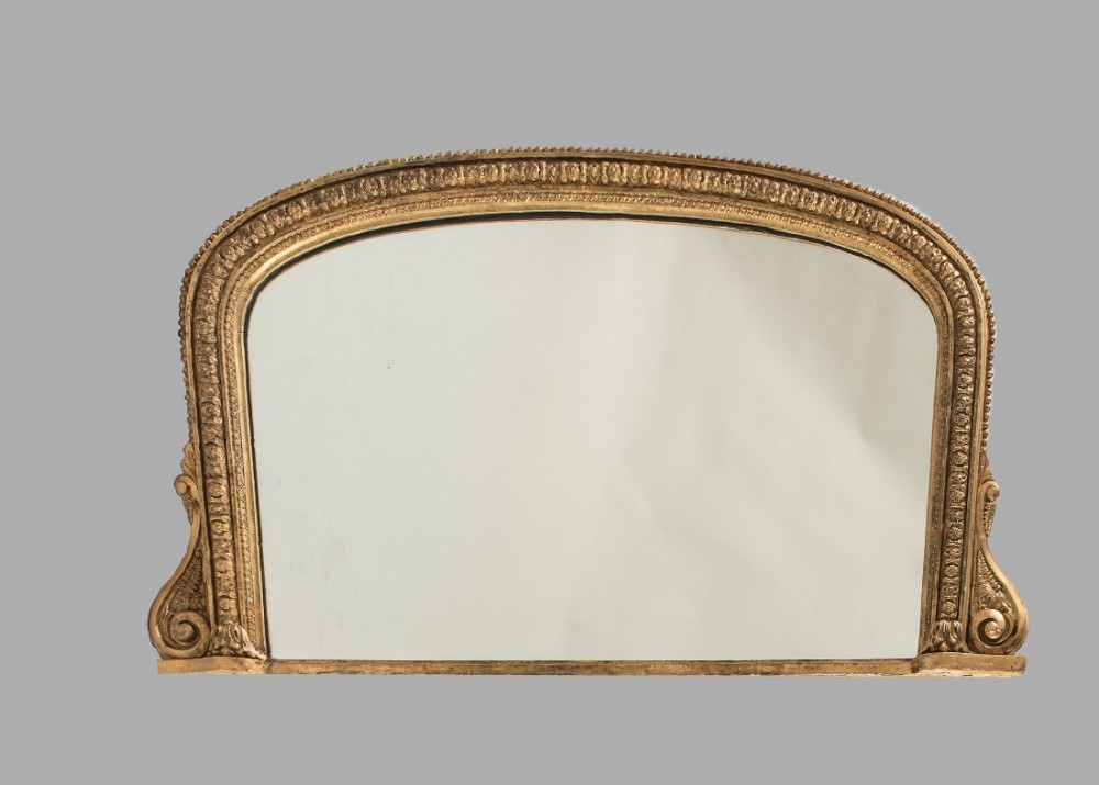  19th Century English Gilt Arch Top Overmantle Mirror