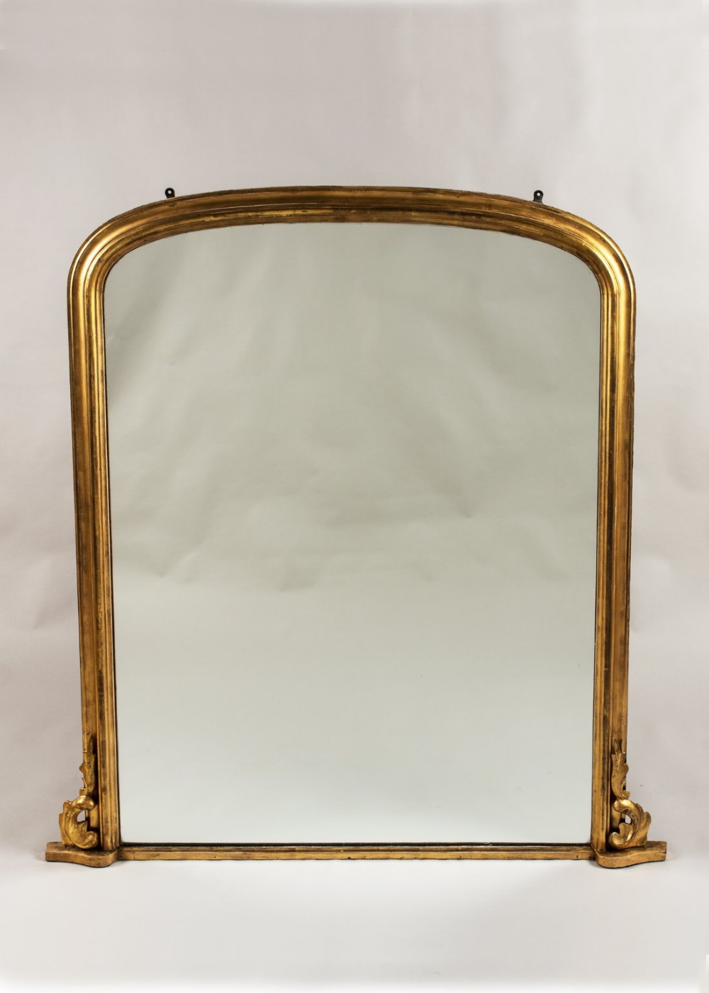 Large English Gilt Arch Top Overmantle Mirror 