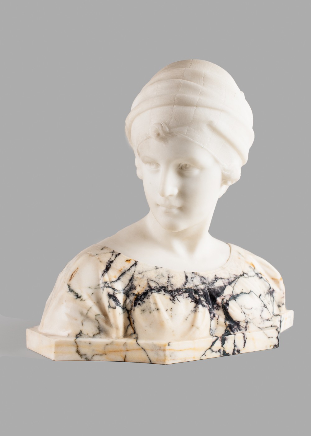 Stunning Italian Carved Carrara Marble Sculpture Of a Female