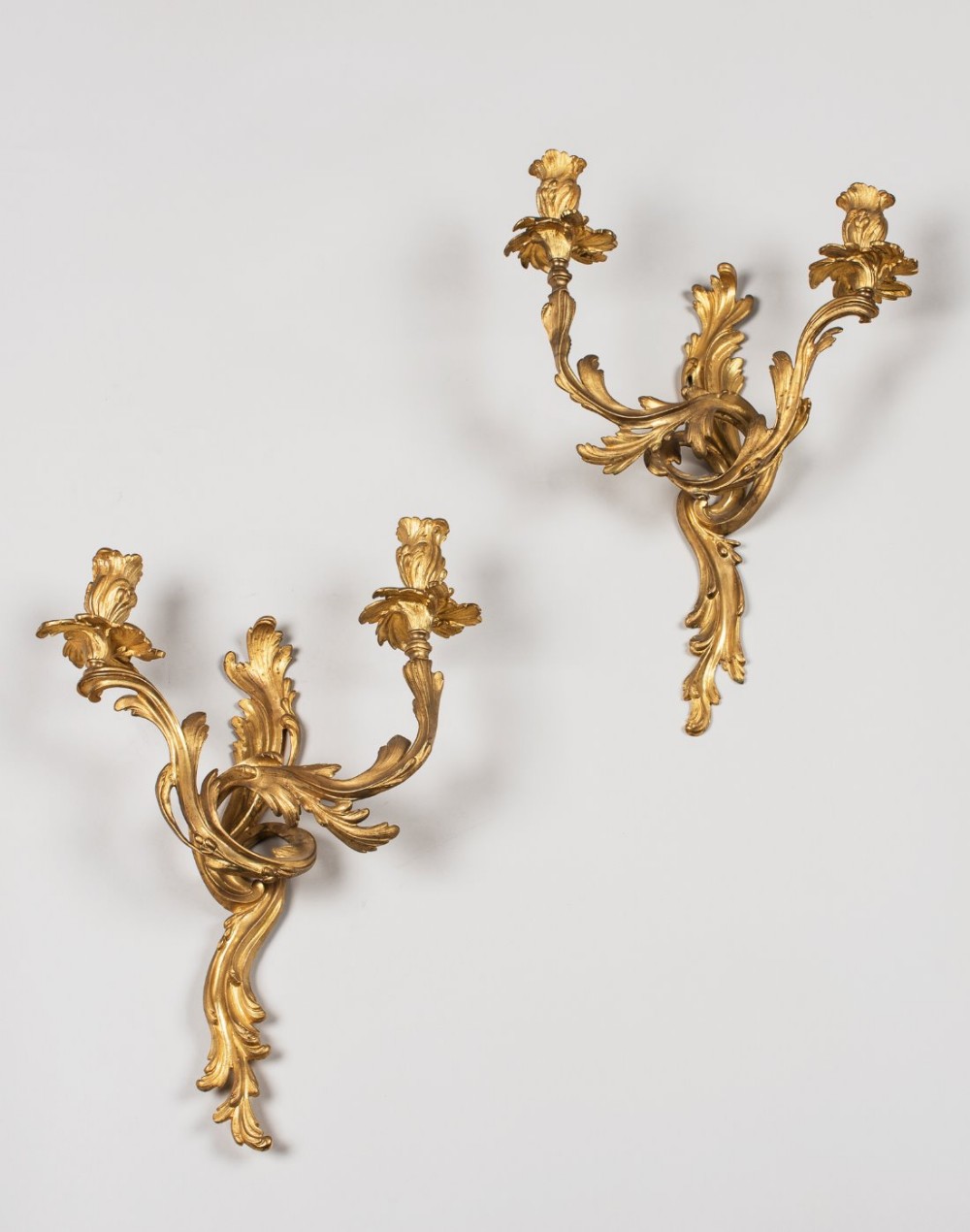 Pair of French Gilt Ormolu Wall Sconces