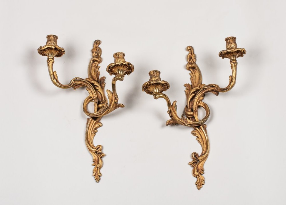 Pair Of French Gilt Ormolu Wall Sconces