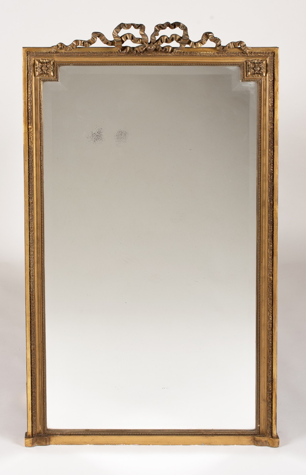 19th Century Large French Gilt Overmantle Mirror With Its Original Bevelled Glass.