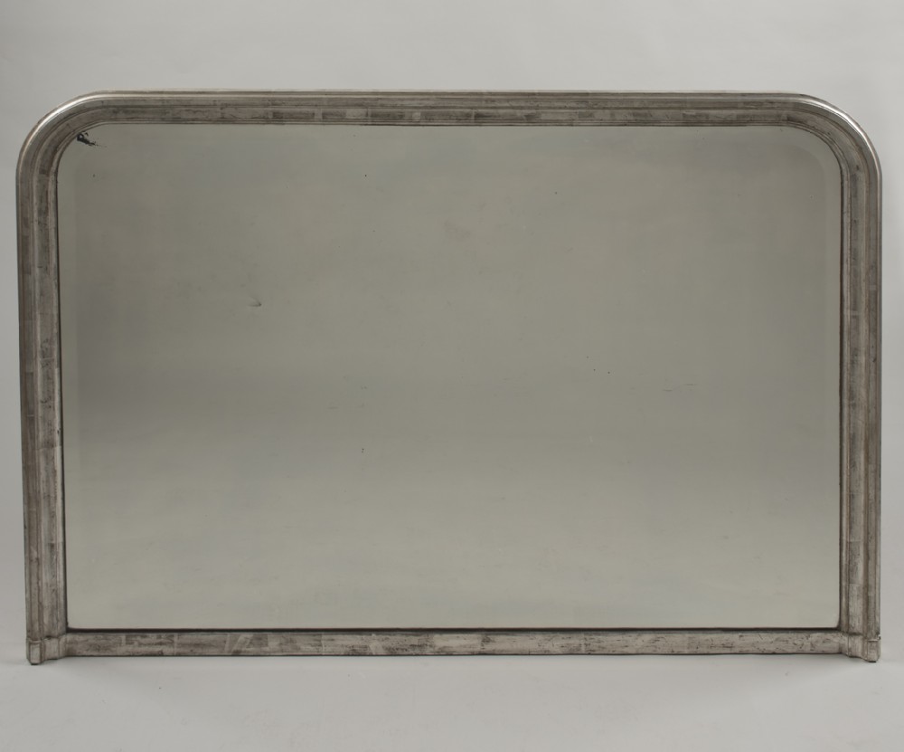 A Large French 19th Century Silvered Overmantle Mirror.