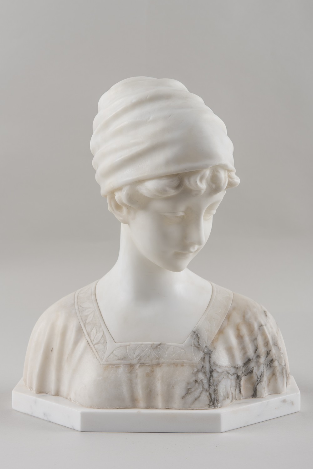 A Carved Alabaster Sculpture Of A Girl, Signed Morin. 