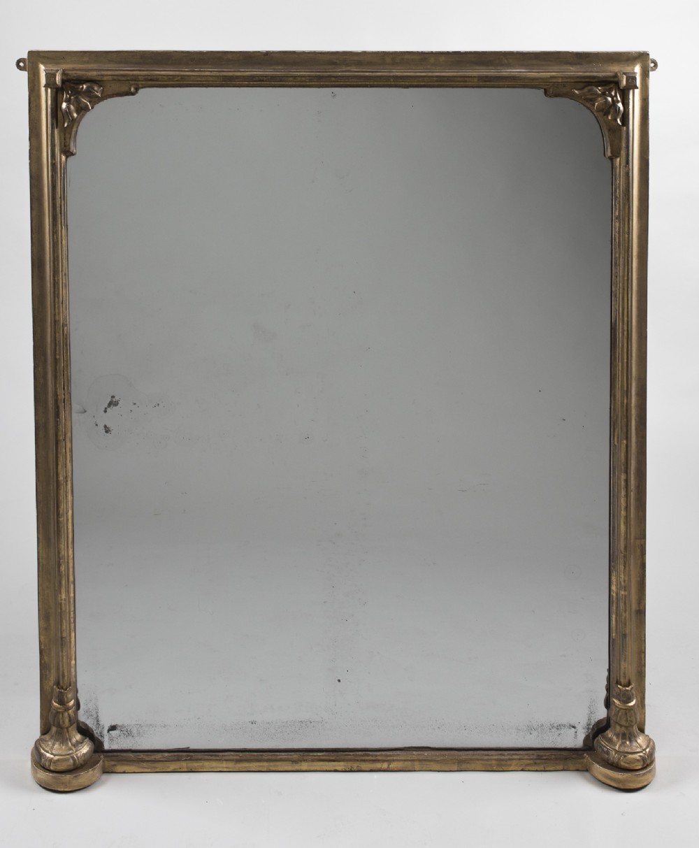 Late 19th Century Large English Gilt Overmantle Mirror.