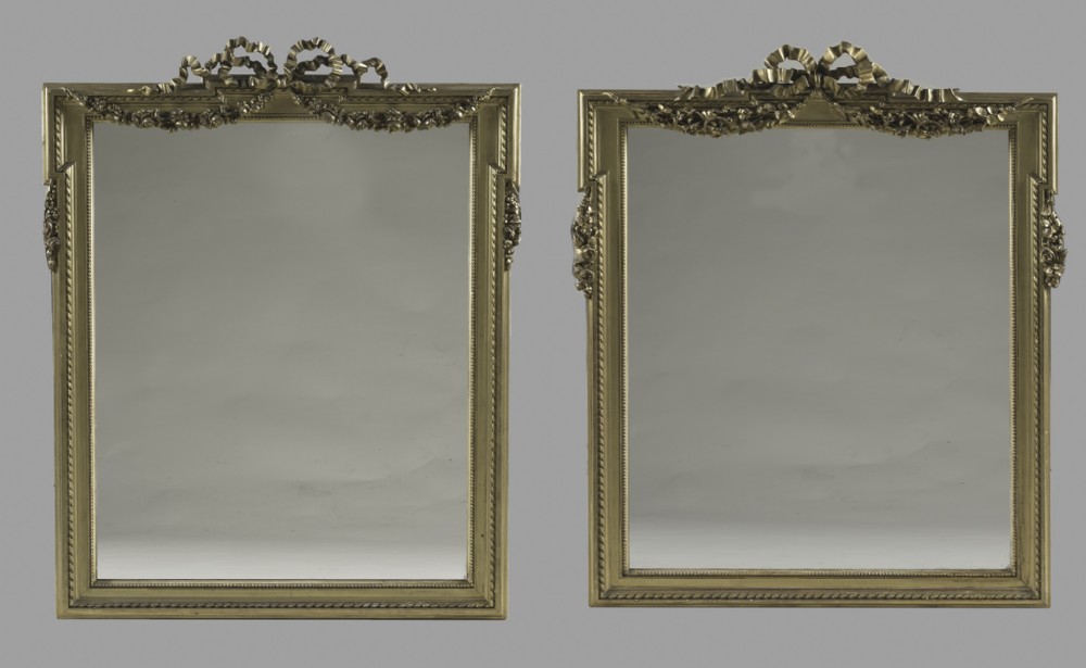 A Near Pair Of 19th Century French Louis XV1 Style Gilt Overmantle Mirrors