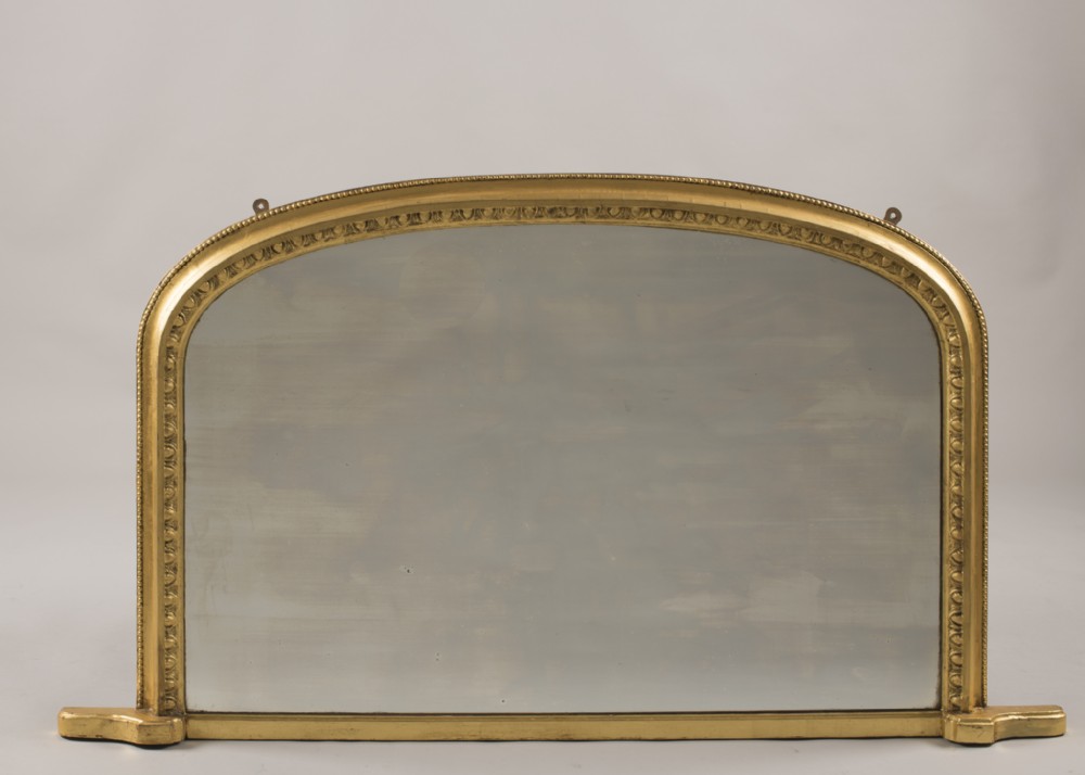Late 19th Century English Gilt Arch Top Overmantle Mirror