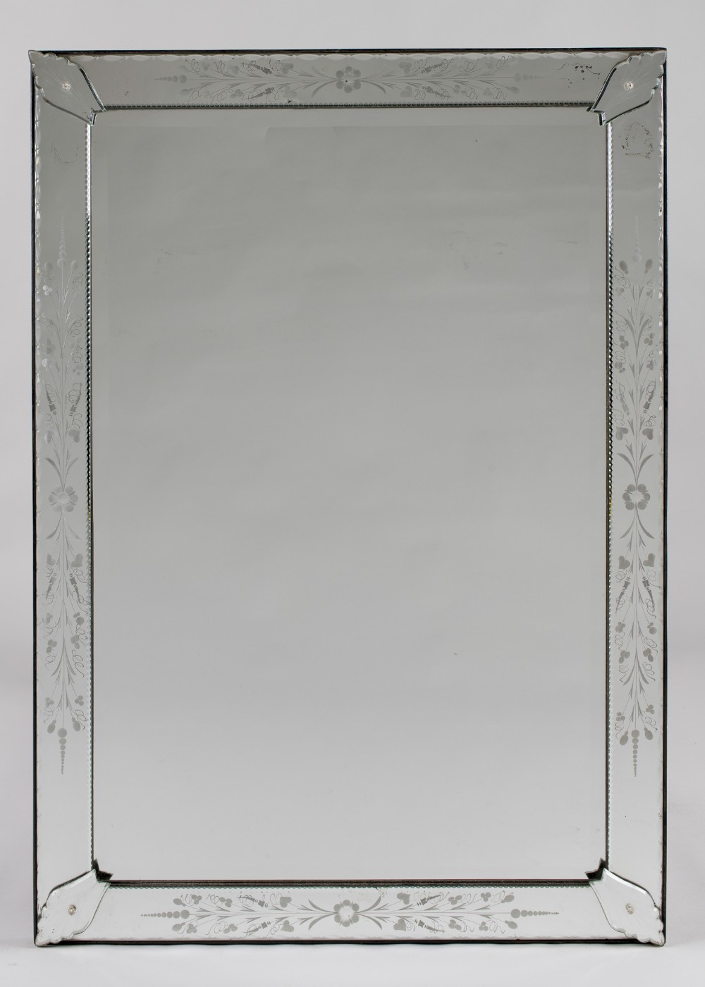 Large Venetian Glass Overmantle Mirror With Etched Frame
