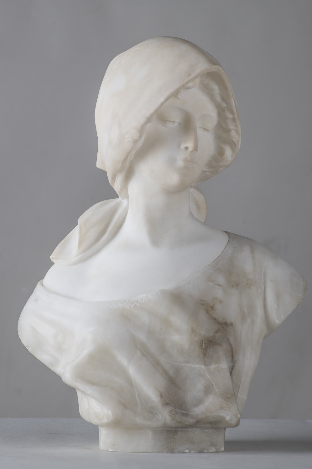 Large Italian Carved Alabaster Sculpture Of A Female Signed Pugi. (1850-1915)
