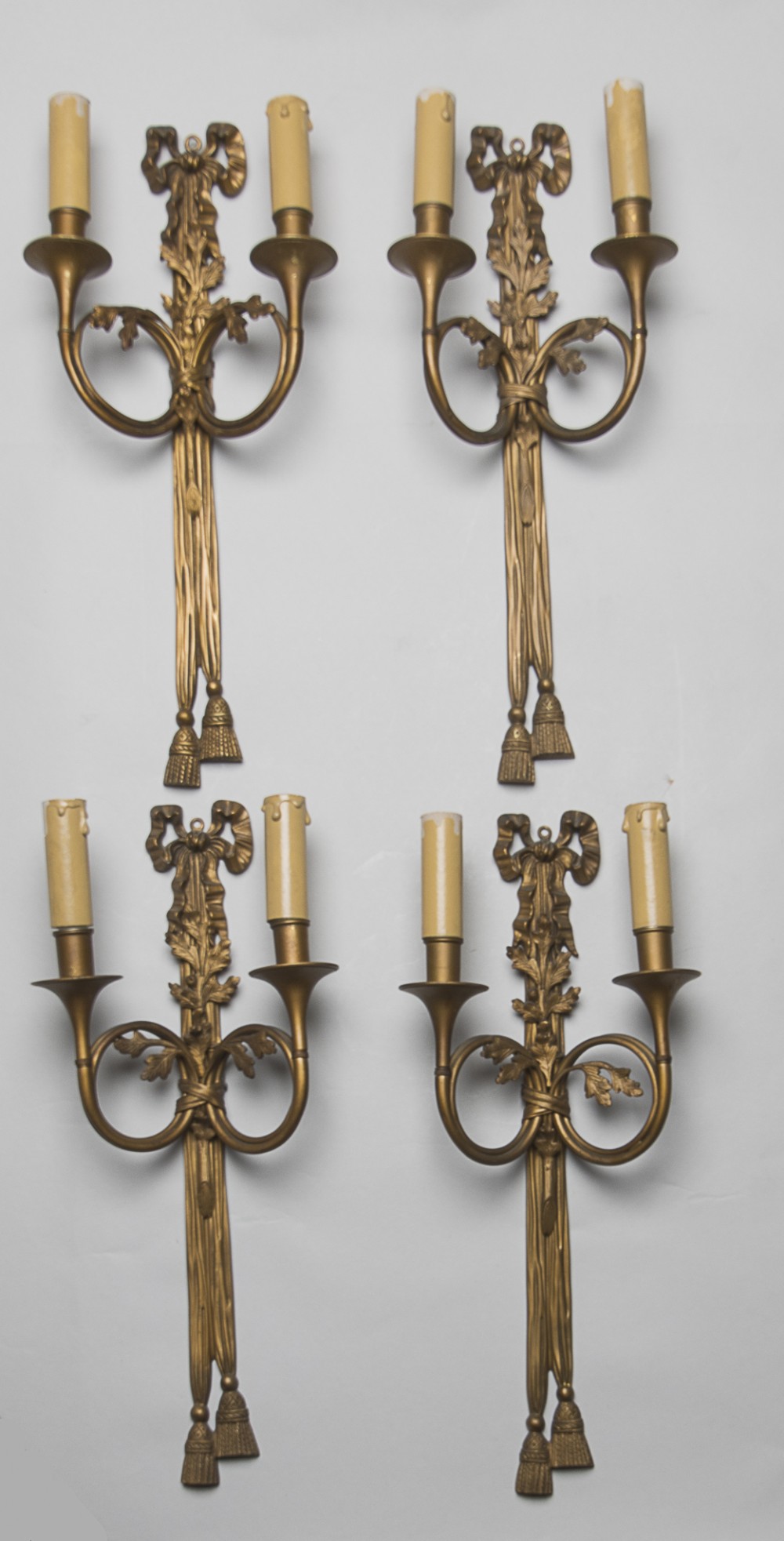  French Wall Sconces With Leaf And Ribbon decoration