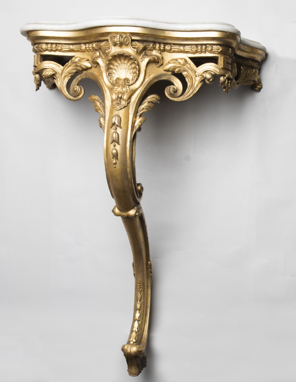  French Gilt Console Table With Carrara Marble Top