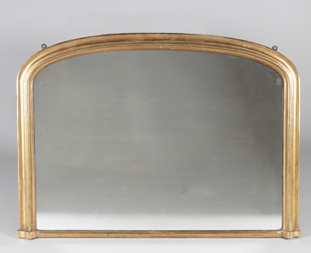 19th Century English Gilt Arch Top Overmantle Mirror