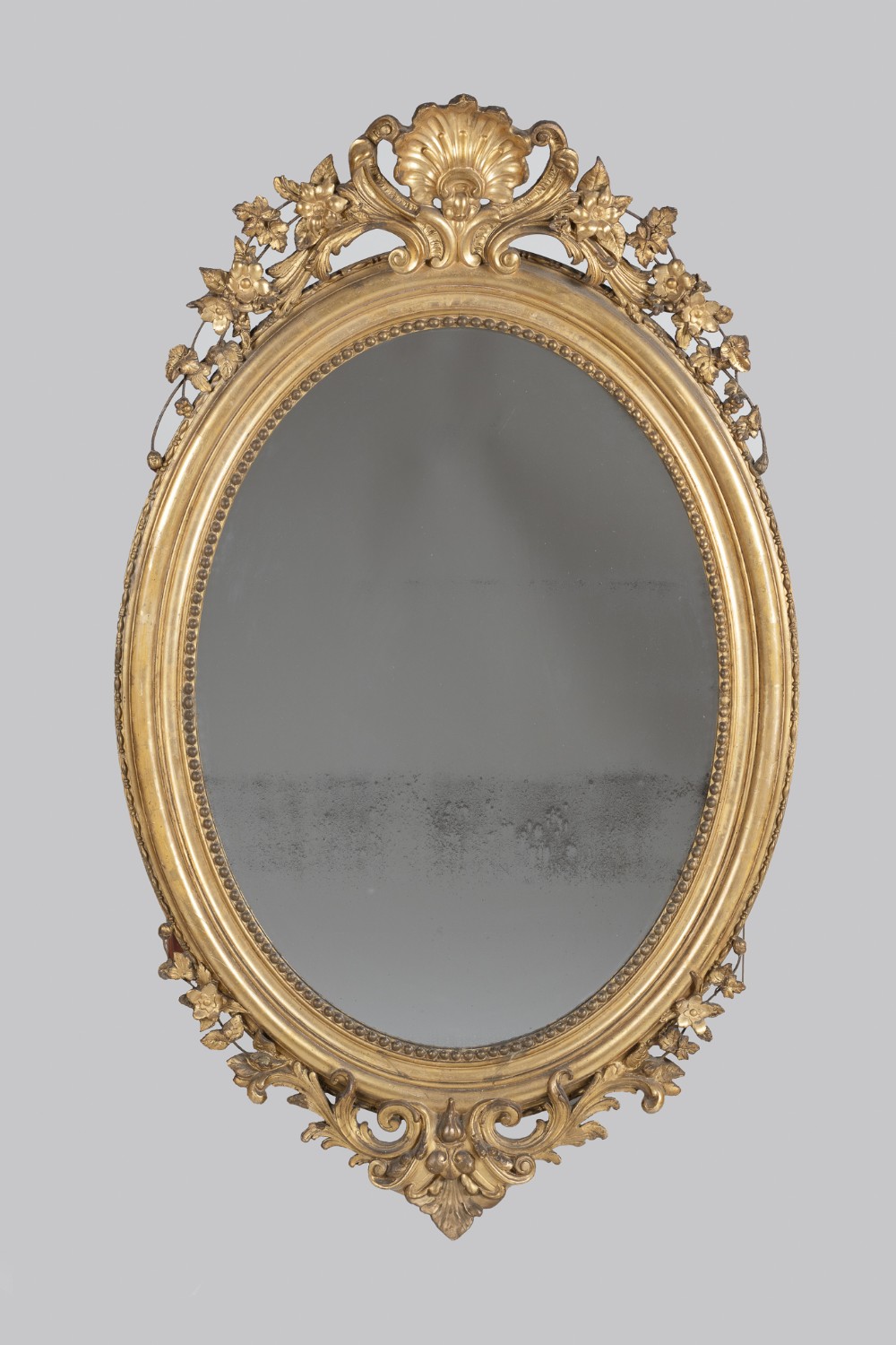 19th Century French Large Gilt Oval Wall Mirror