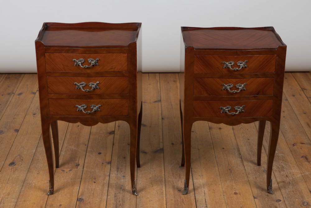 Near Pair Of French Walnut Bedside Tables