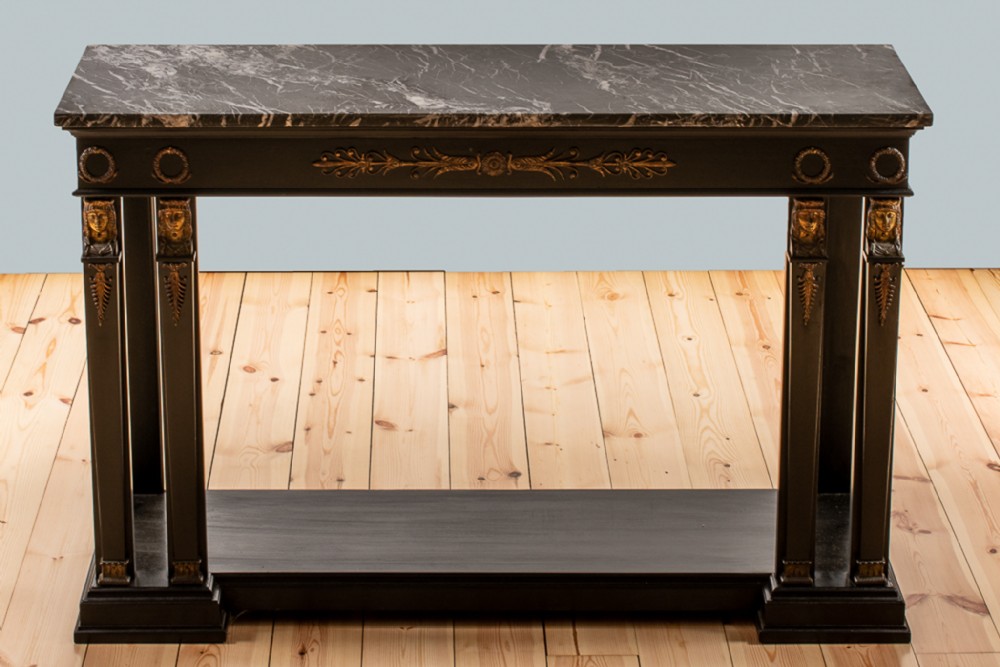 French Large Ebonised Empire Style Console Table