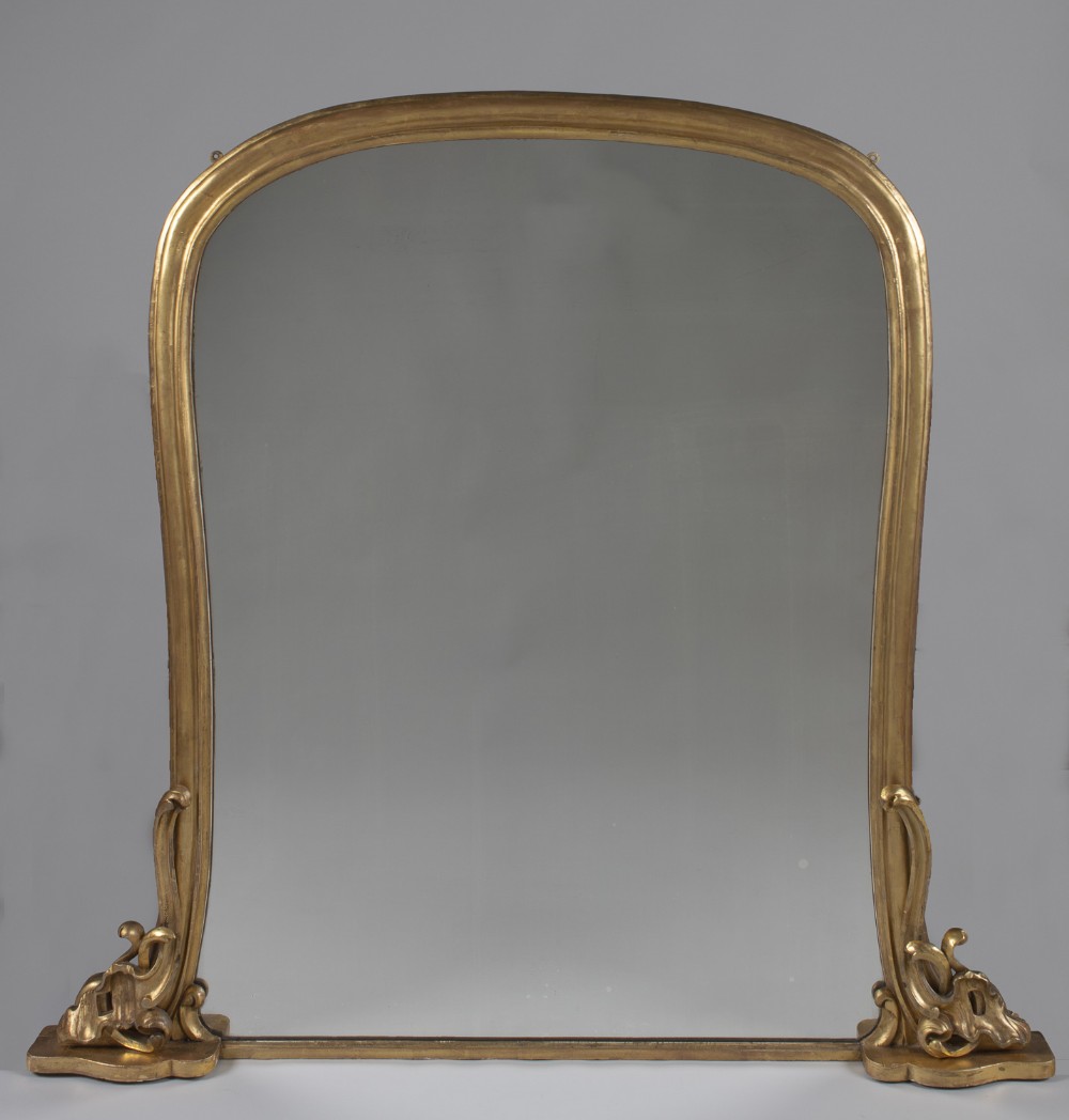 Large Victorian English Gilt Overmantle Mirror