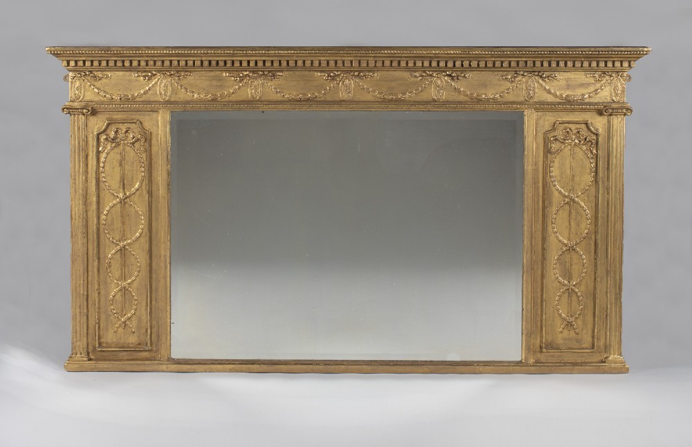  English Victorian Gilt Large Overmantle mirror