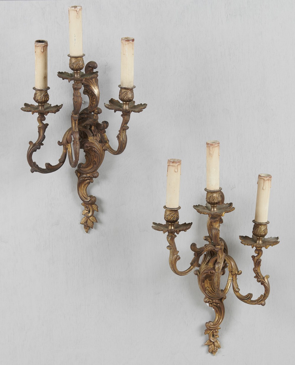 Pair Of Large French Brass Wall Sconces